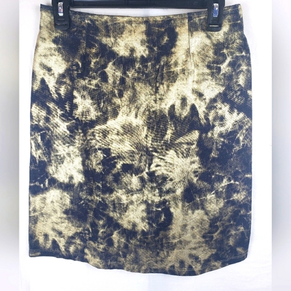 NWT Rave 4 Real Blue and Metallic Gold Y2K  Skirt Sz M - Picture 1 of 9